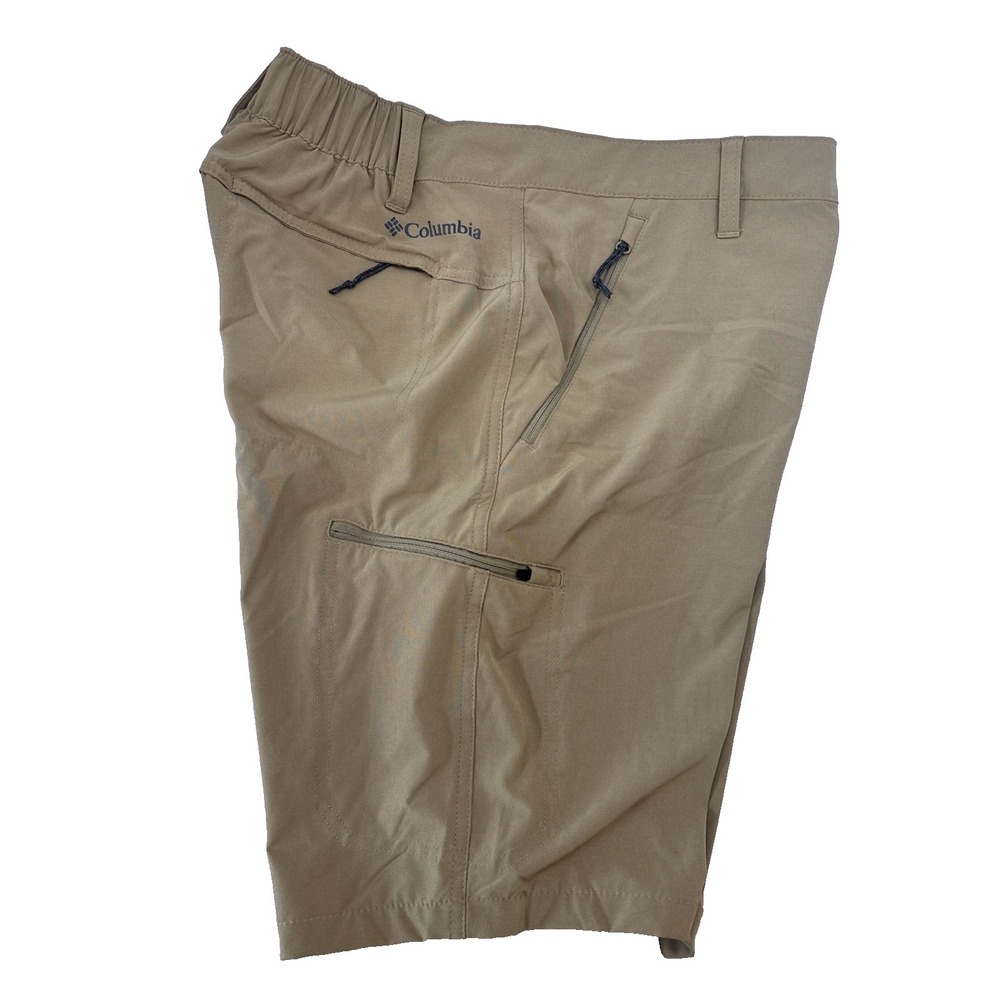 Men's Columbia Sportswear Khaki Nylon Cargo Zip Shorts 34 Hiking Outdoor Fishing